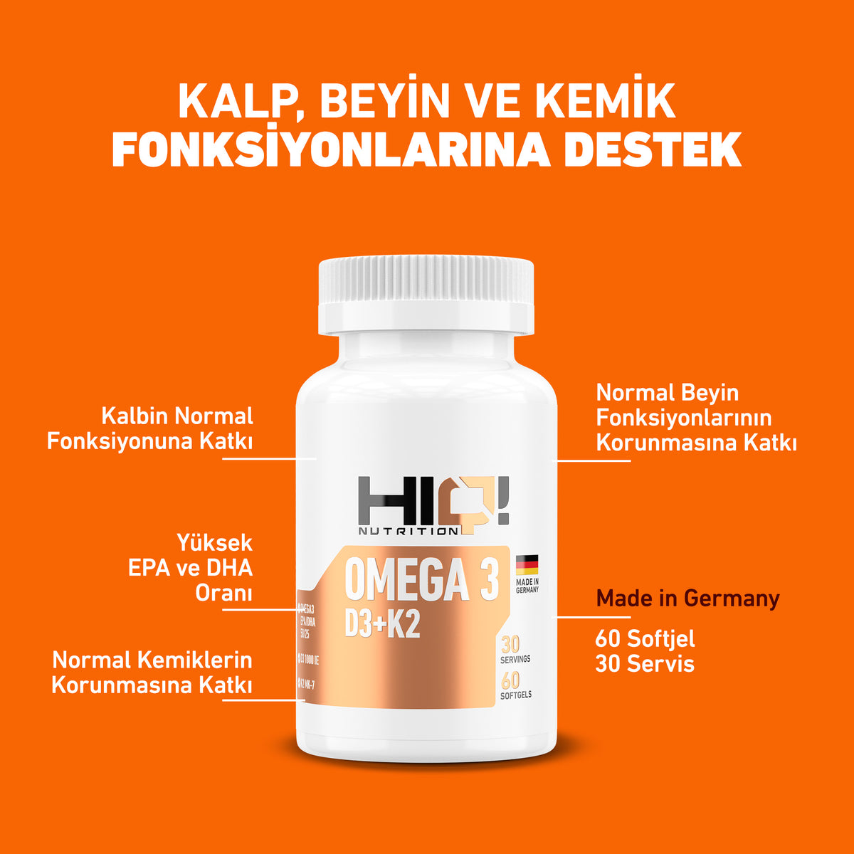 HIQ Omega3 D3+K2 Premium Complex 60 Softjel