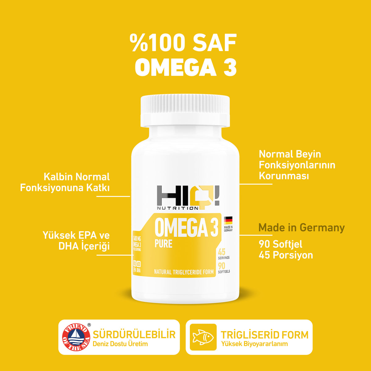 HIQ Omega 3 Pure 90 Softgels