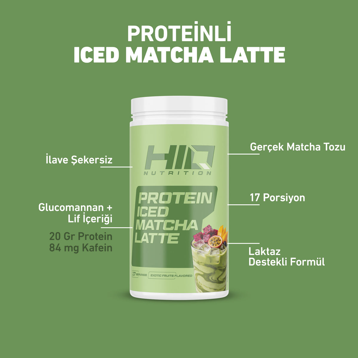 HIQ PROTEIN ICED MATCHA LATTE 500G