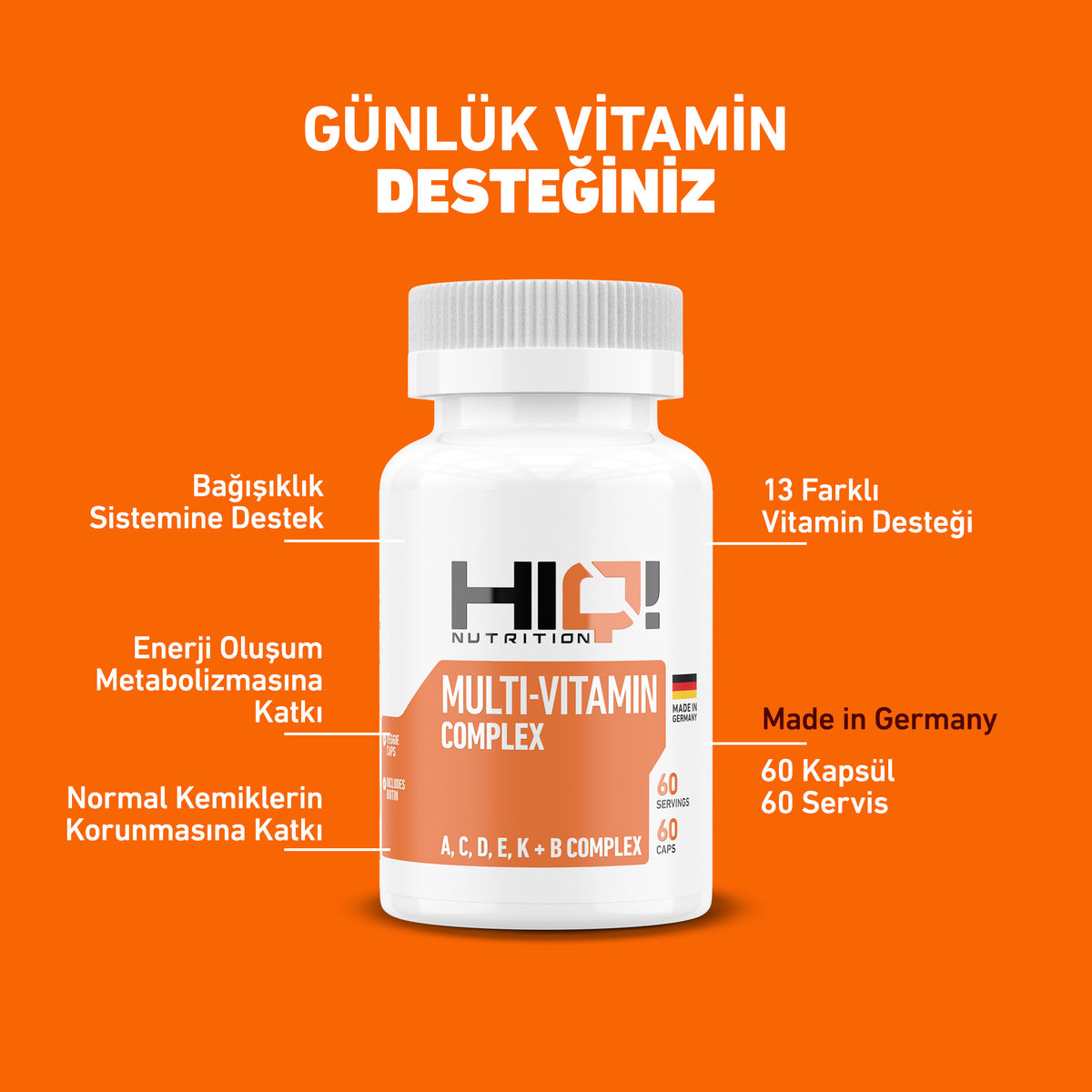 HIQ Multi-Vitamin Complex 60 Kapsül