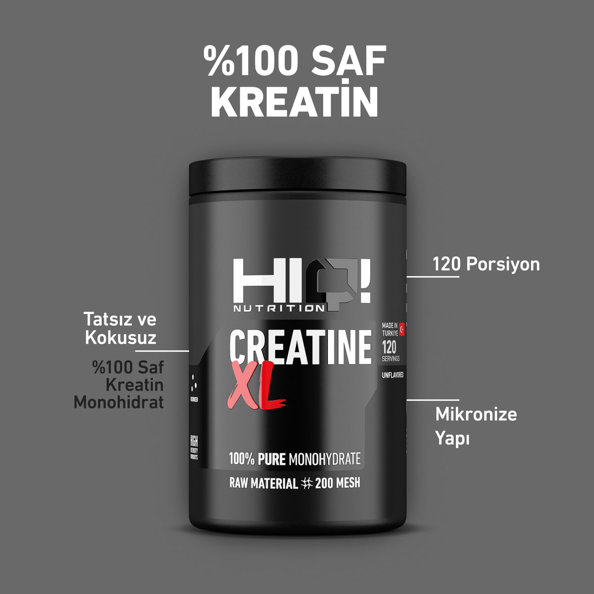 HIQ Creatine %100 Monohydrate XL 600g Unflavored