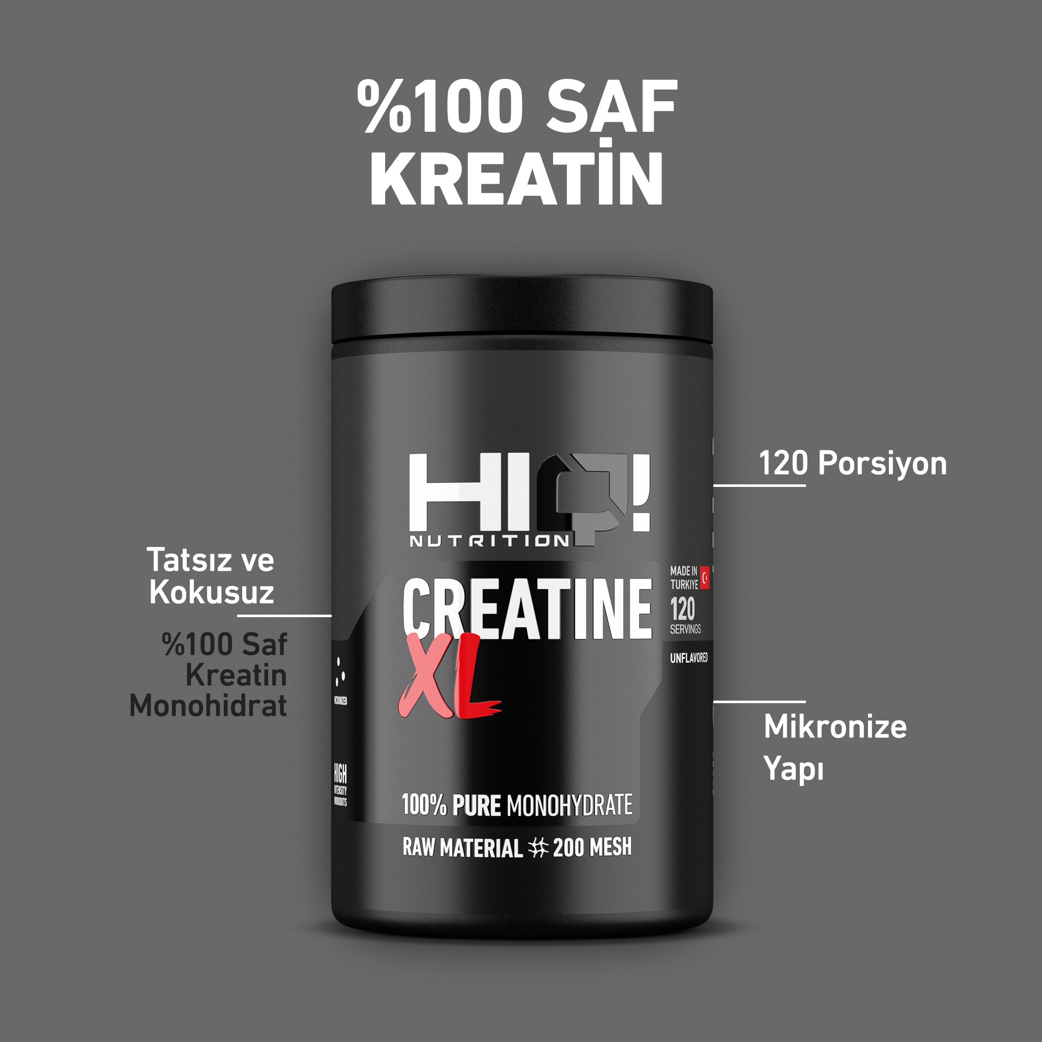 HIQ Creatine %100 Monohydrate XL 600g Unflavored