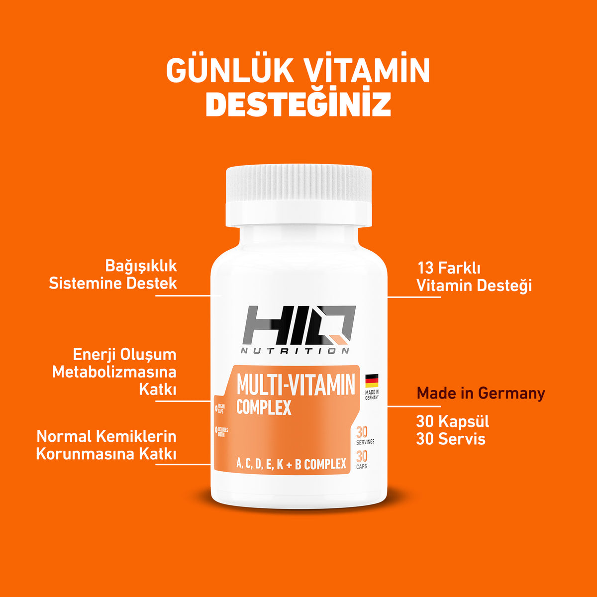 HIQ Multi-Vitamin Complex 30 Kapsül