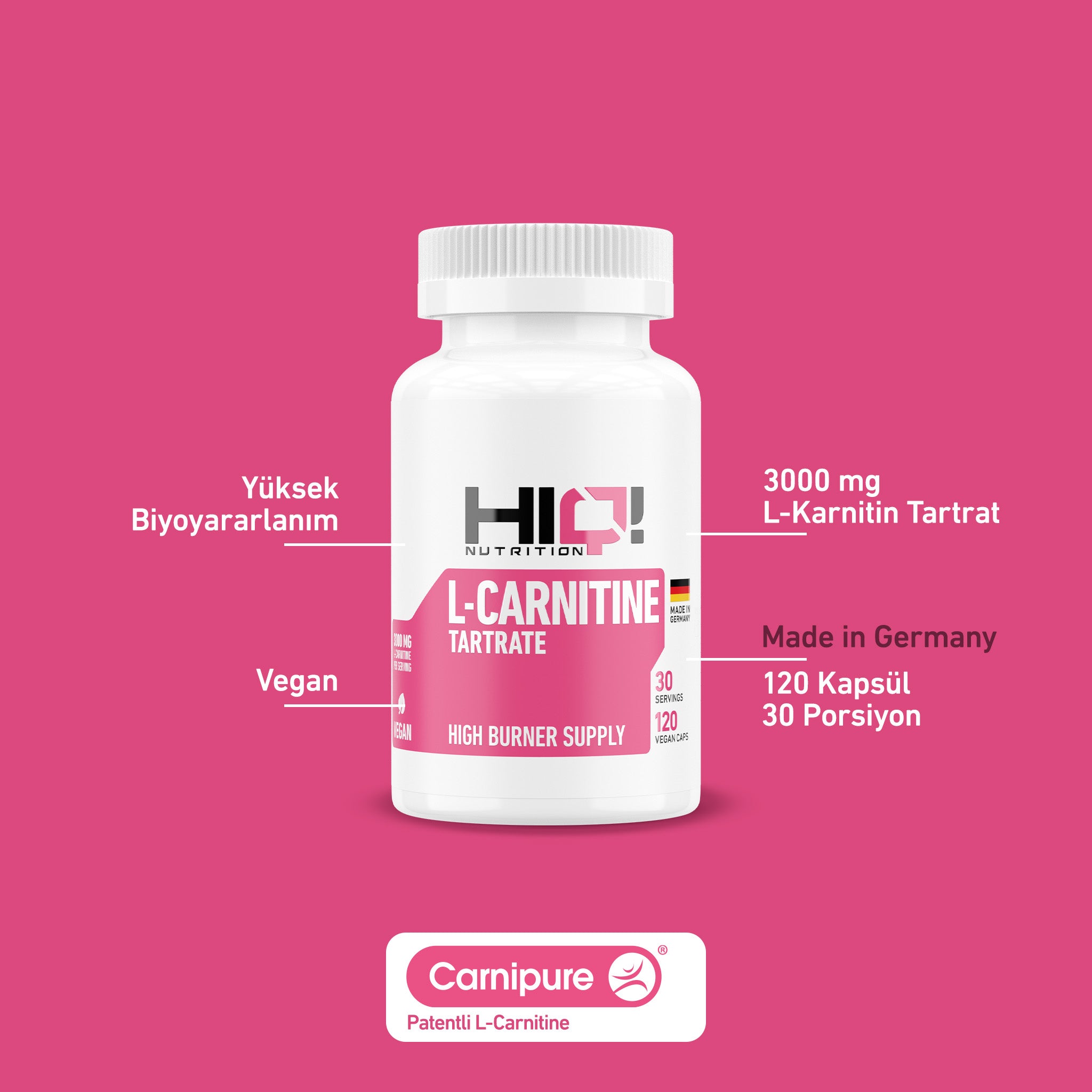 HIQ L-Carnitine Tartare 120 Kapsül