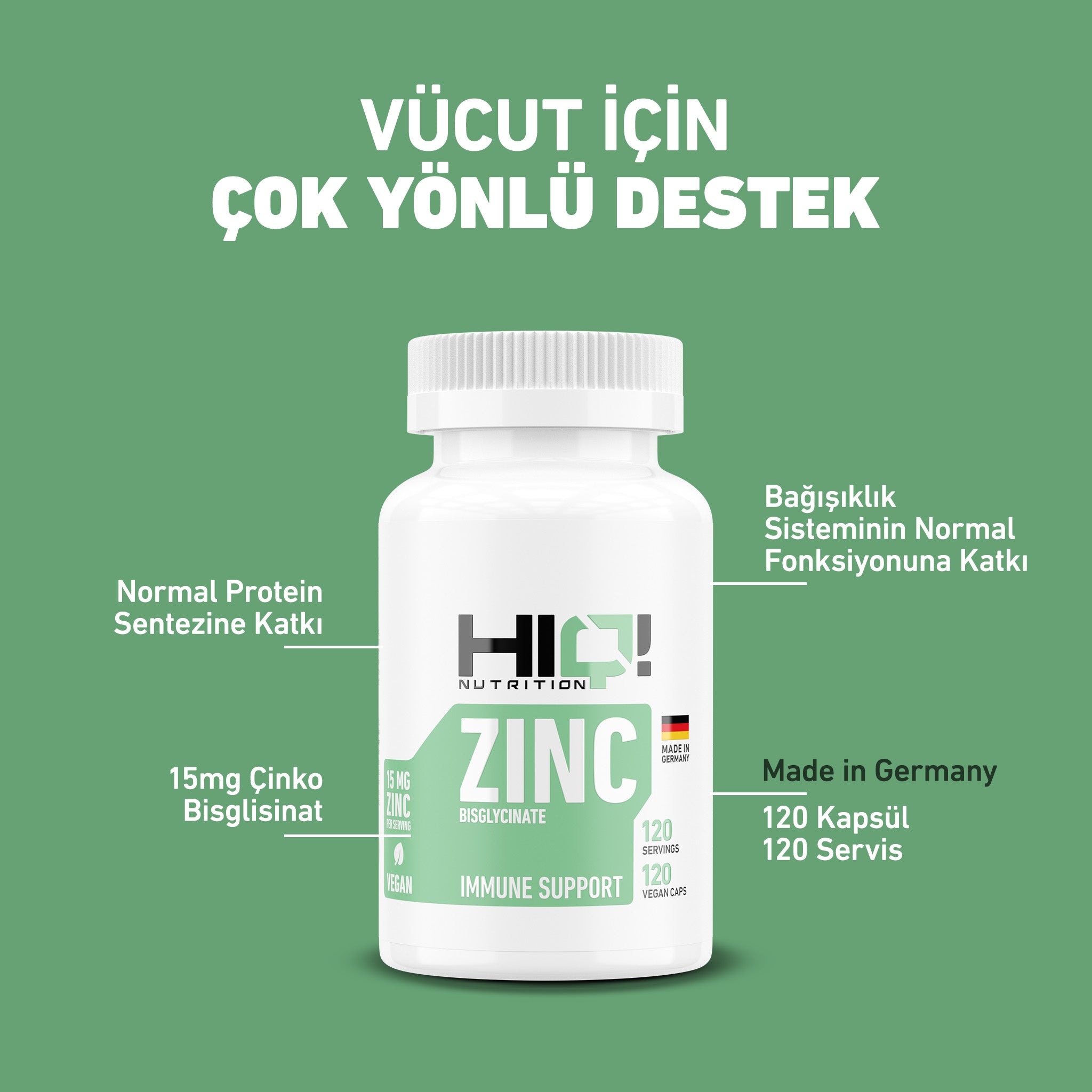 HIQ Zinc 120 Kapsül