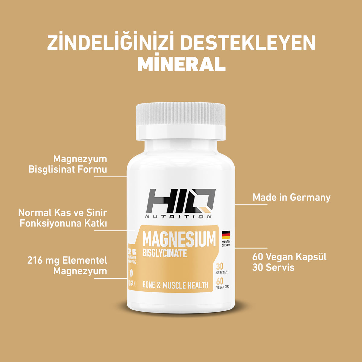 HIQ Magnesium Bisglycinate 60 Kapsül