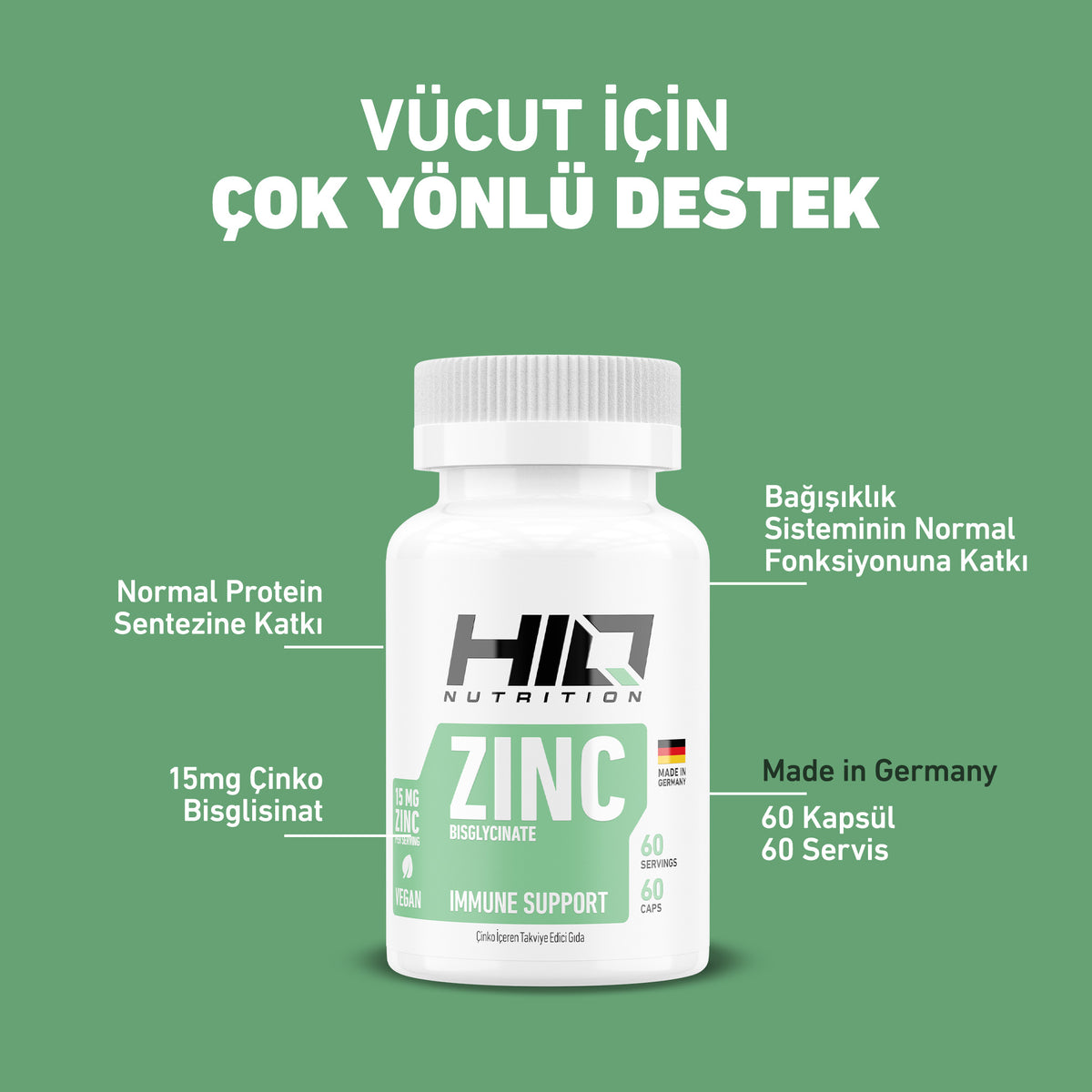 HIQ Zinc 60 Kapsül