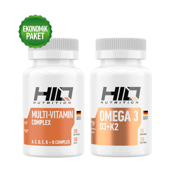 HIQ MULTI-VITAMIN COMPLEX 30 KAPSÜL + OMEGA 3 D3+K2 PREMIUM COMPLEX 30 SOFTGEL | EKONOMIK BUNDLE